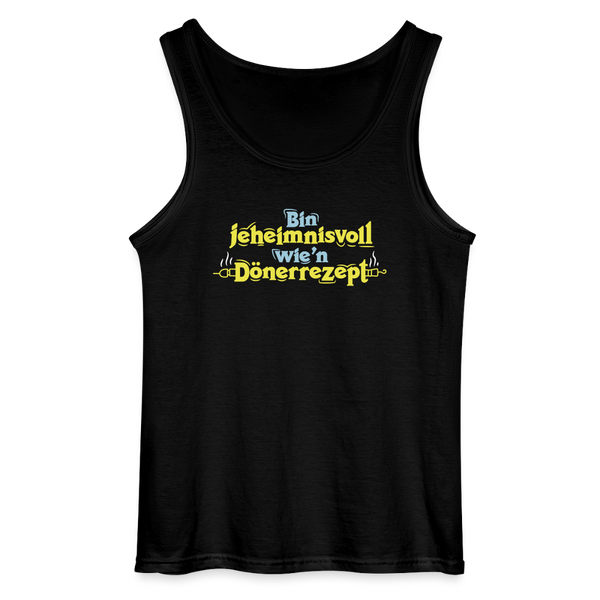 Bin jeheimnisvoll wie'n Dönerrezept. - Männer Tank Top - Schwarz