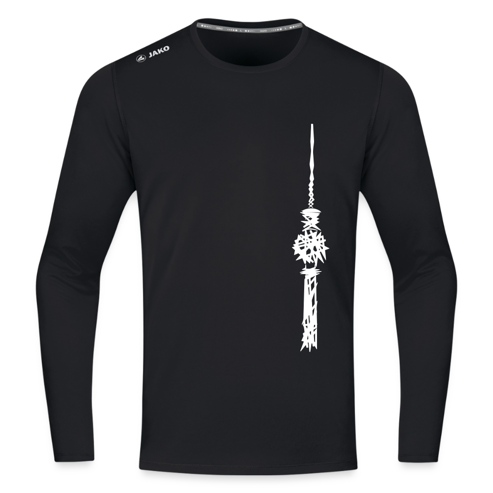 Fernsehturm Zick zack - Männer Sport Langamshirt - Schwarz