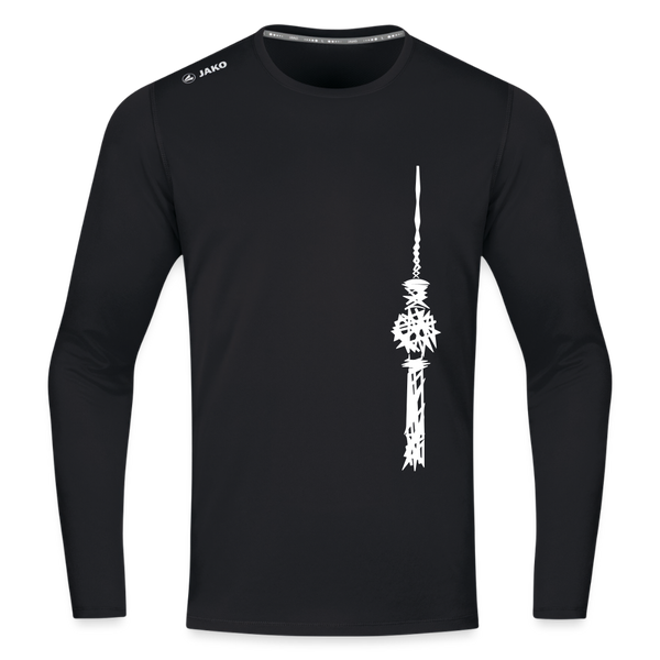 Fernsehturm Zick zack - Männer Sport Langamshirt - Schwarz
