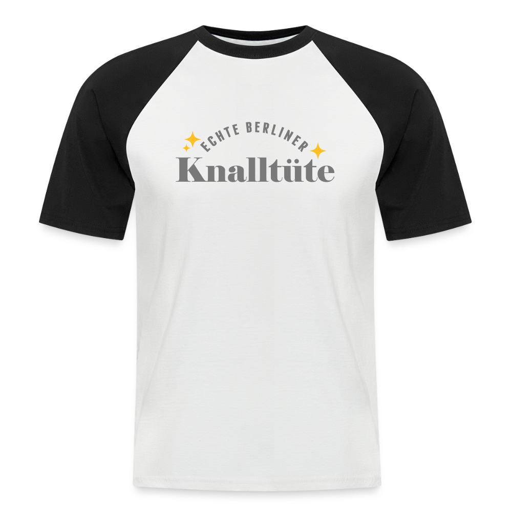 Echte Berliner Knalltüte - Männer Baseball T-Shirt - Weiß/Schwarz