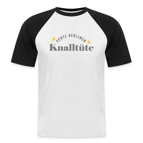 Echte Berliner Knalltüte - Männer Baseball T-Shirt - Weiß/Schwarz