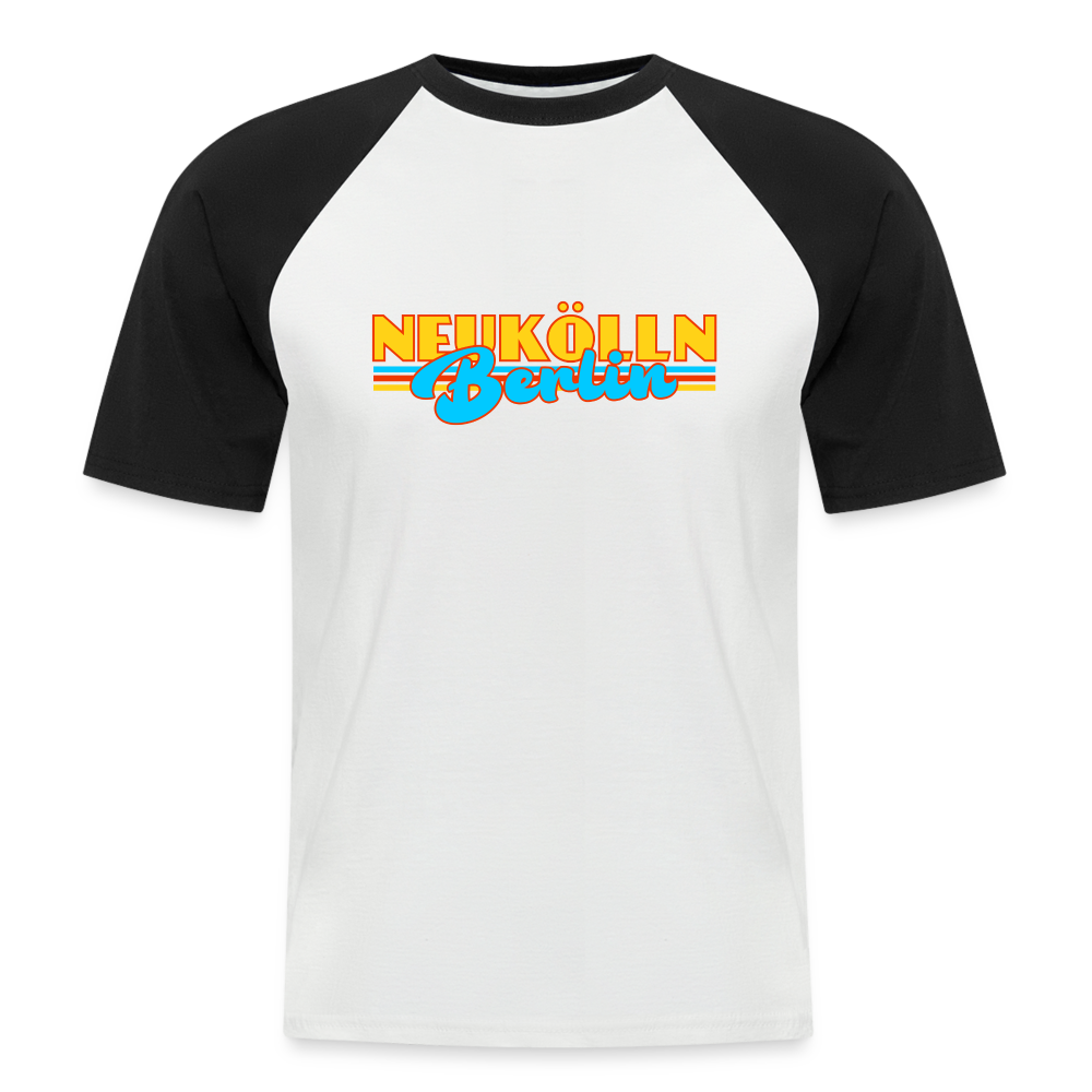 Neukölln Berlin Retro - Männer Baseball T-Shirt - Weiß/Schwarz