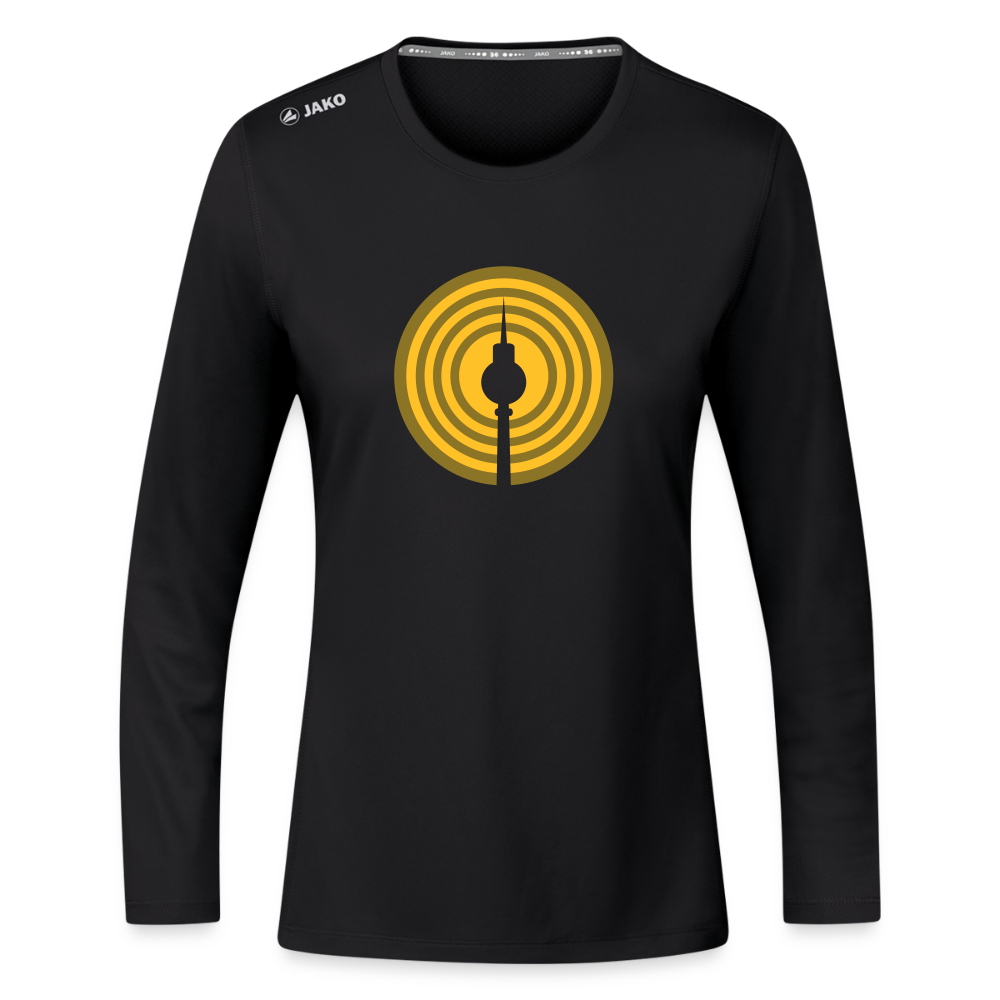 Berlin im Fokus - Frauen Sport Langarmshirt - Schwarz