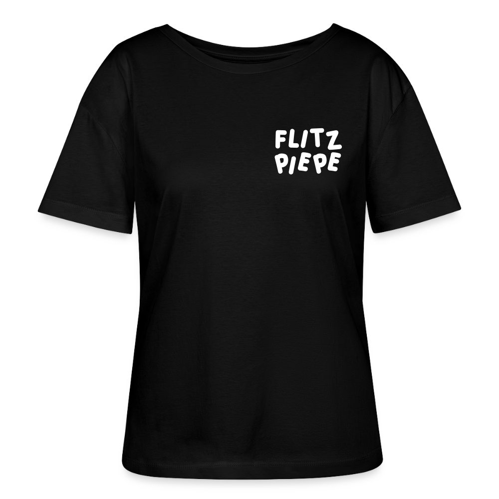 Flitzpiepe - Relaxed Rundhals Frauen Bio-T-Shirt - Schwarz