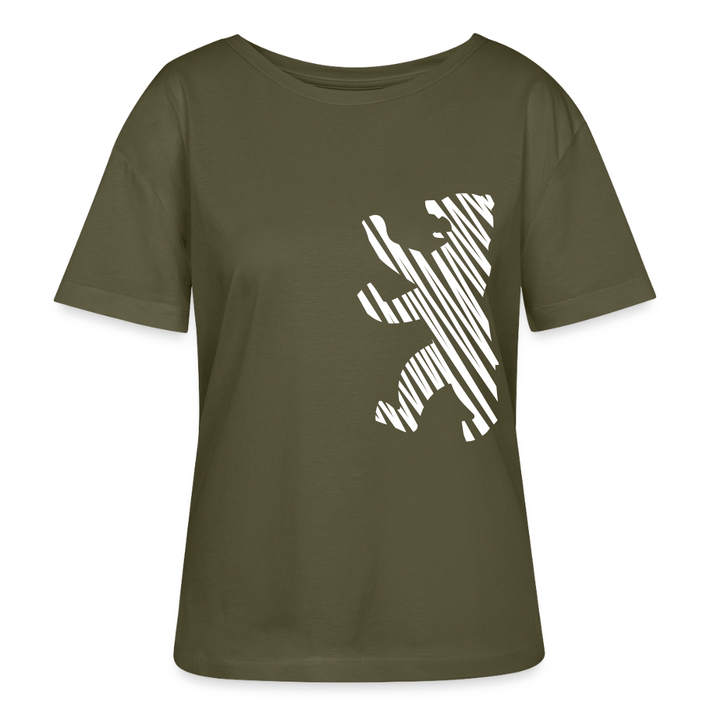 Berliner Bär im Netz - weiß - Relaxed Rundhals Frauen Bio-T-Shirt - Khaki