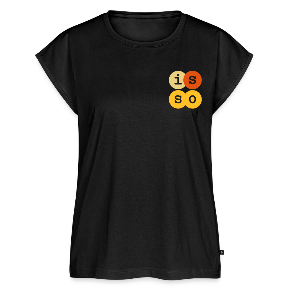 IsSo - Frauen T-Shirt mit gerollten Ärmeln - Schwarz