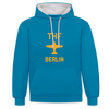 THF - Kontrast Hoodie - Pfauenblau/Grau meliert