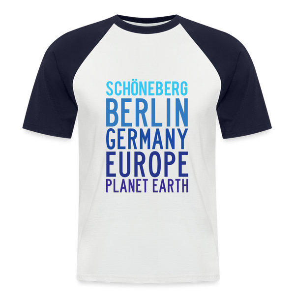 Schöneberg Planet Earth - Männer Baseball T-Shirt - Weiß/Navy