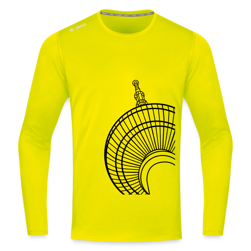 Der Turm von unten - schwarz - Männer Sport Langamshirt - Neongelb
