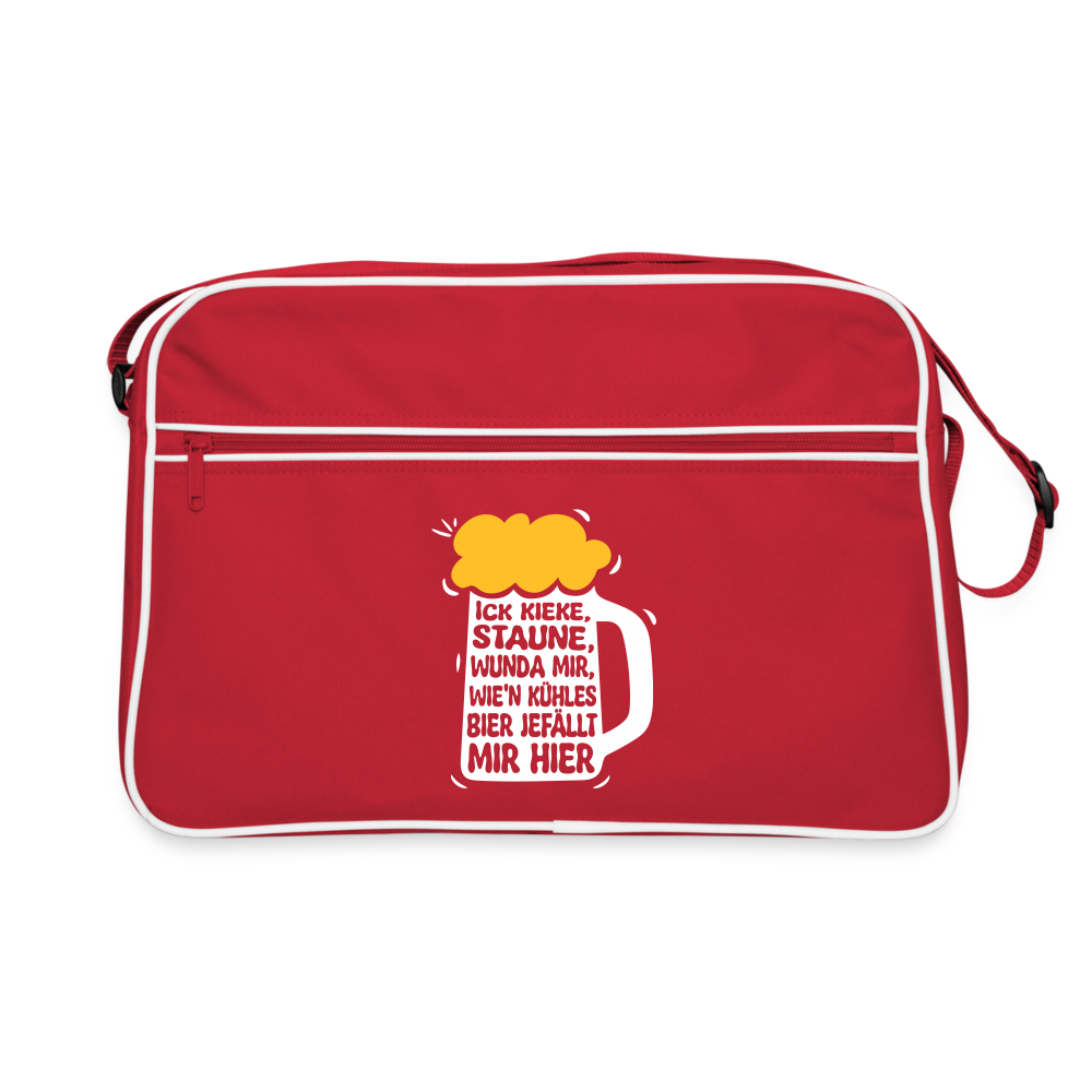 Ick kieke, staune, wunda mir, wie'n kühles Bier jefällt mir hier - Retro Tasche - Rot/Weiß