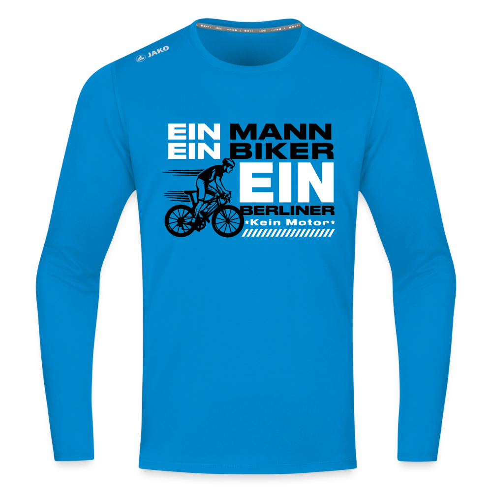 Ein Mann, Ein Biker, Ein Berliner - Männer Sport Langamshirt - Saphirblau