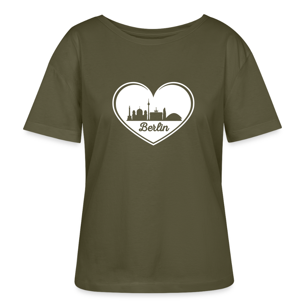 I love Berlin weiß - Relaxed Rundhals Frauen Bio-T-Shirt - Khaki