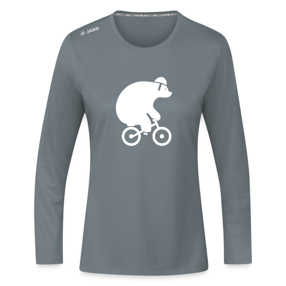 Fahrradbär - Frauen Sport Langarmshirt - Grau