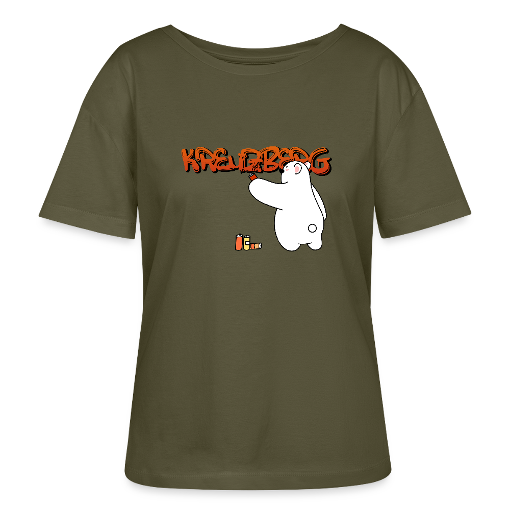 Kreuzberg Graffiti - Relaxed Rundhals Frauen Bio-T-Shirt - Khaki