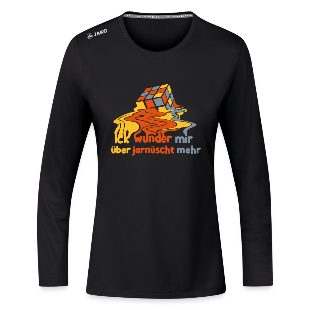Ick Wunder Mir - Frauen Sport Langarmshirt - Schwarz