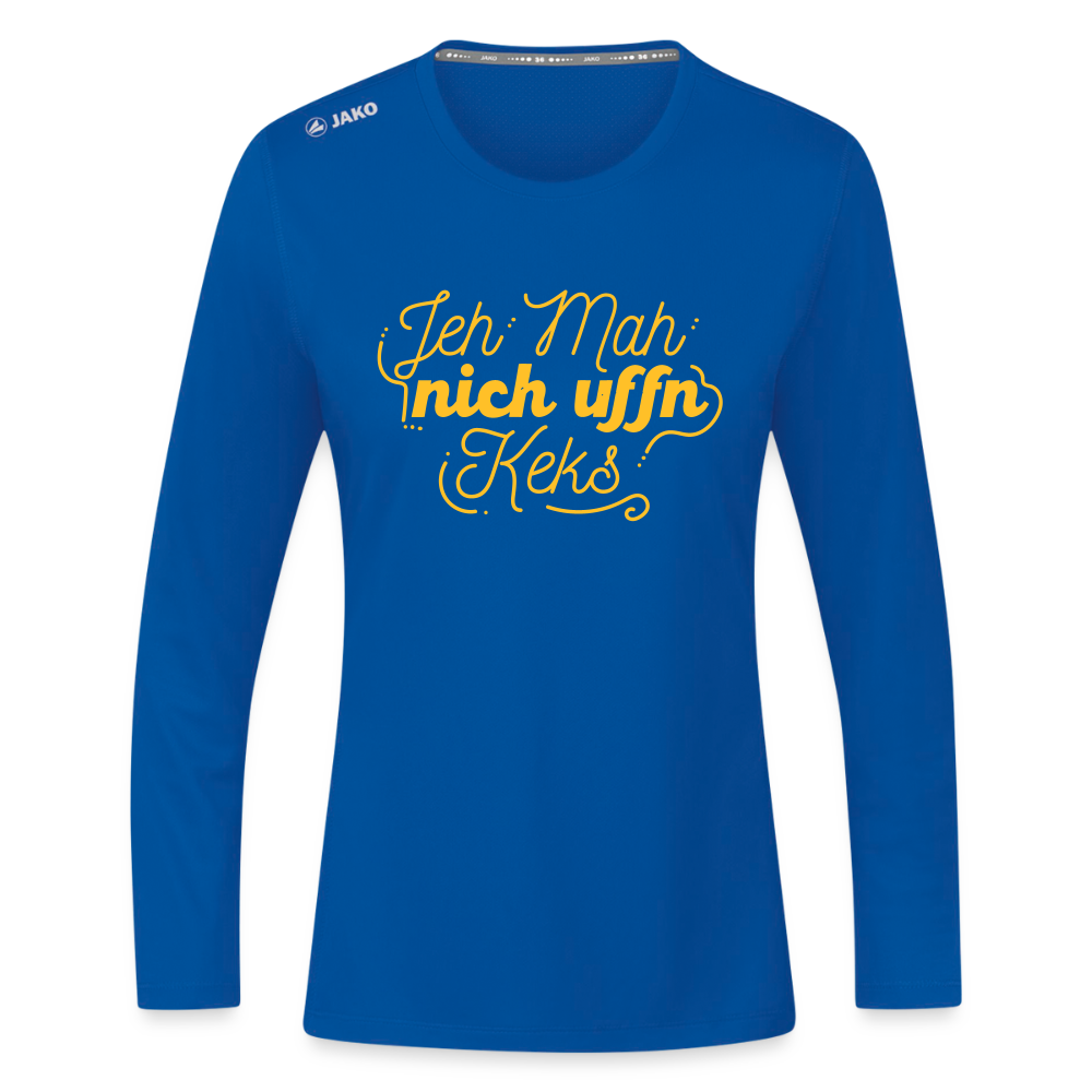 Jeh mah nich uffn Keks gelb - Frauen Sport Langarmshirt - Royalblau