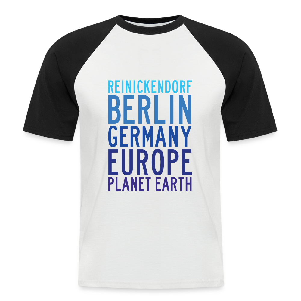 Reinickendorf Planet Earth - Männer Baseball T-Shirt - Weiß/Schwarz