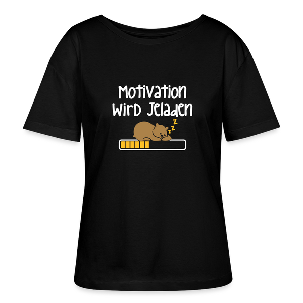 Motivation Wird Jeladen Warten - Relaxed Rundhals Frauen Bio-T-Shirt - Schwarz