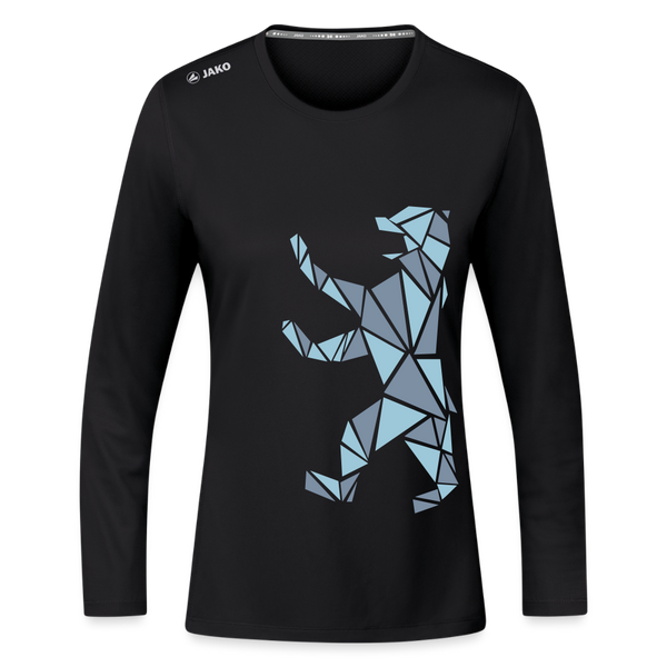 Berliner Bär Geometrie - Frauen Sport Langarmshirt - Schwarz