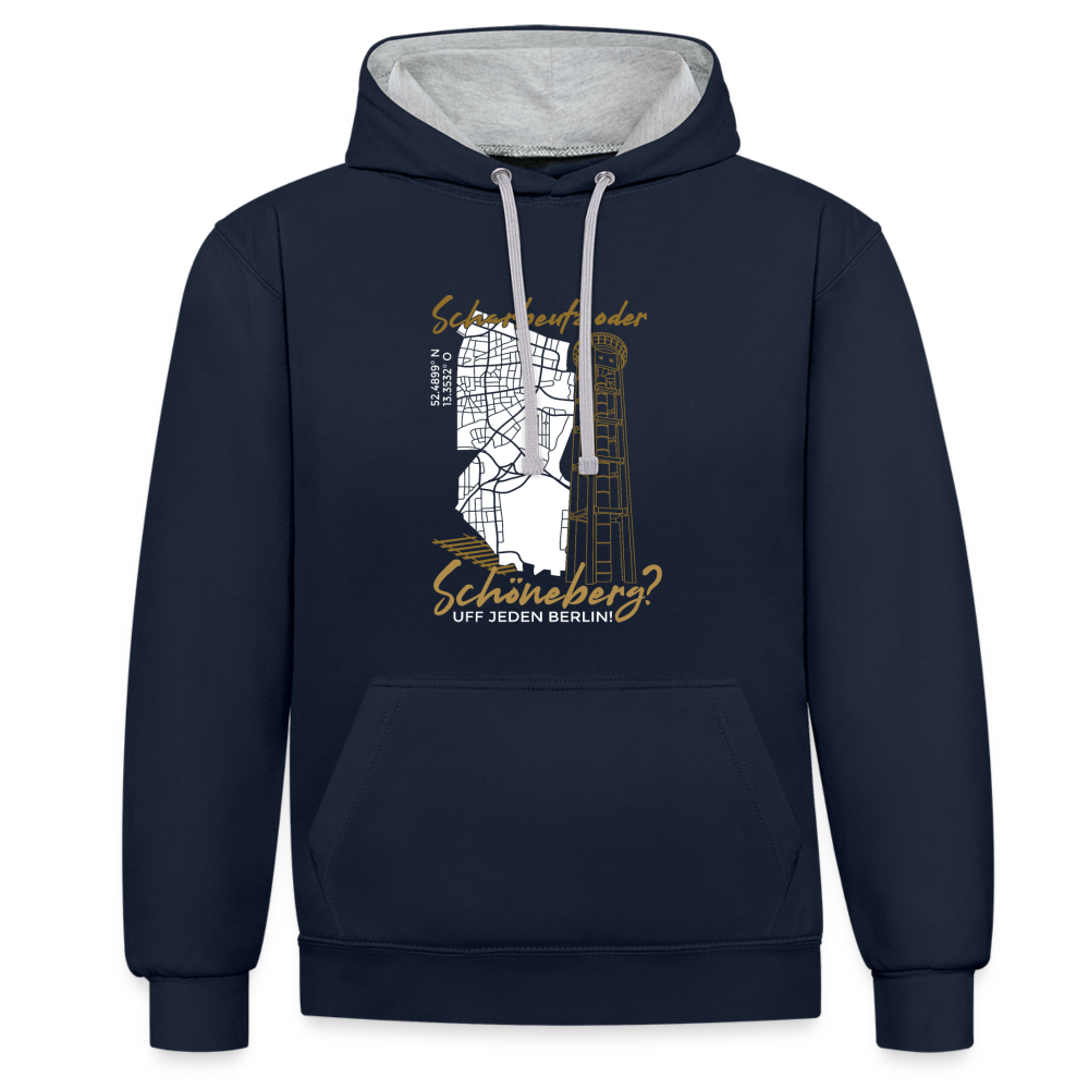 Scharbeutz oder Schöneberg - Kontrast Hoodie - Navy/Grau meliert