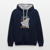 Panama oder Pankow - Kontrast Hoodie - Navy/Grau meliert