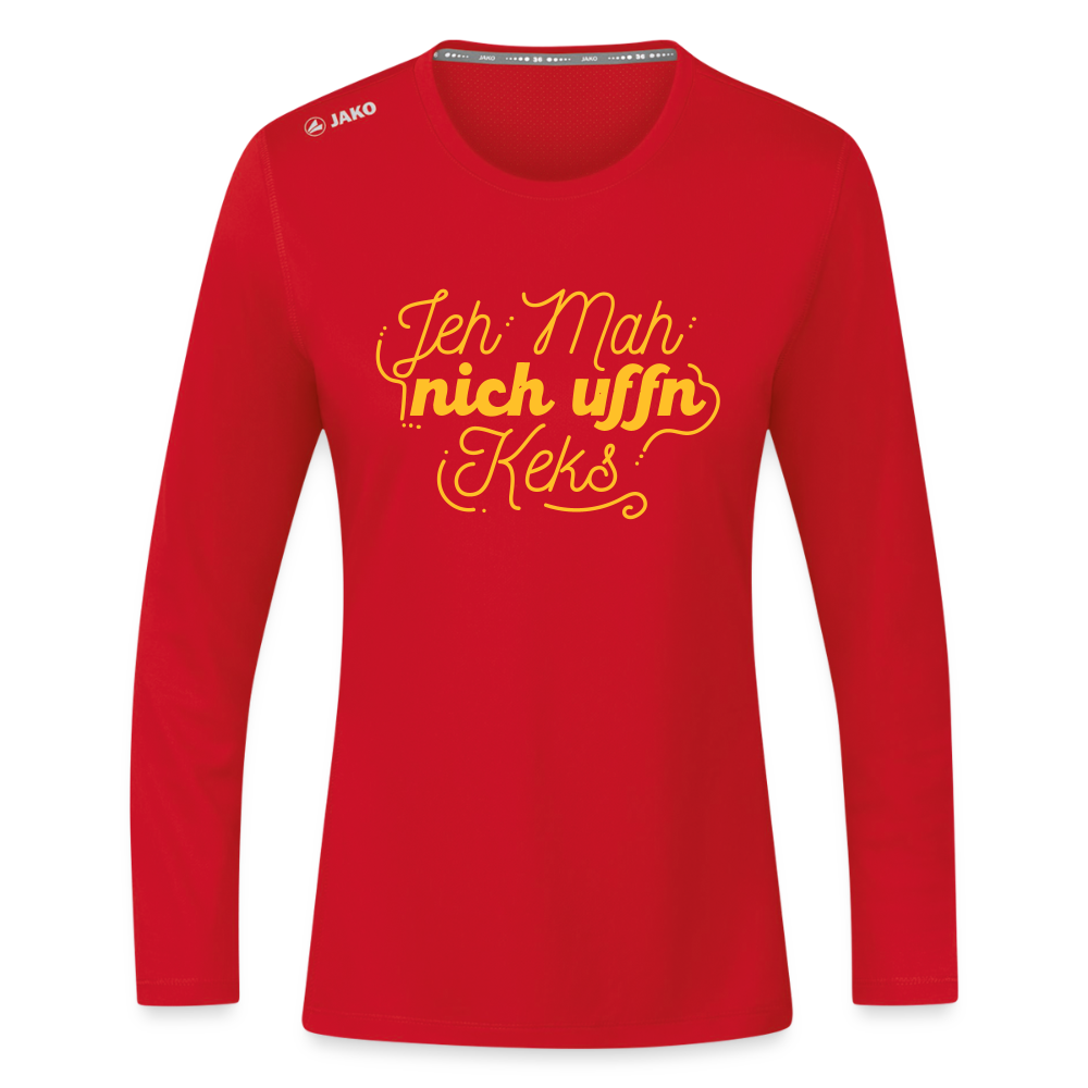 Jeh mah nich uffn Keks gelb - Frauen Sport Langarmshirt - Rot