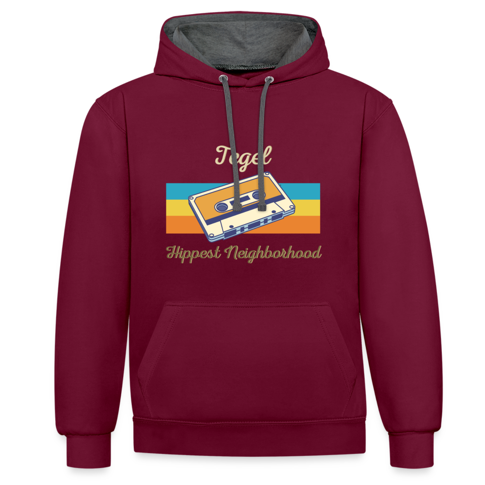 Tegel Hippest Neighborhood - Kontrast Hoodie - Weinrot/Anthrazit