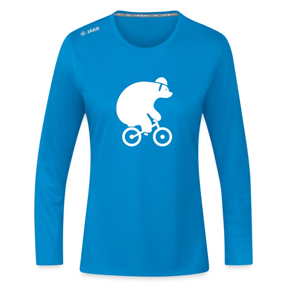 Fahrradbär - Frauen Sport Langarmshirt - Saphirblau
