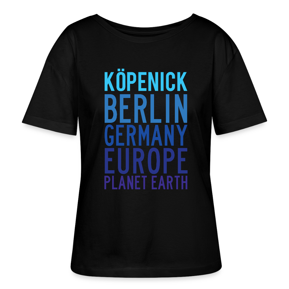 Köpenick Planet Earth - Relaxed Rundhals Frauen Bio-T-Shirt - Schwarz