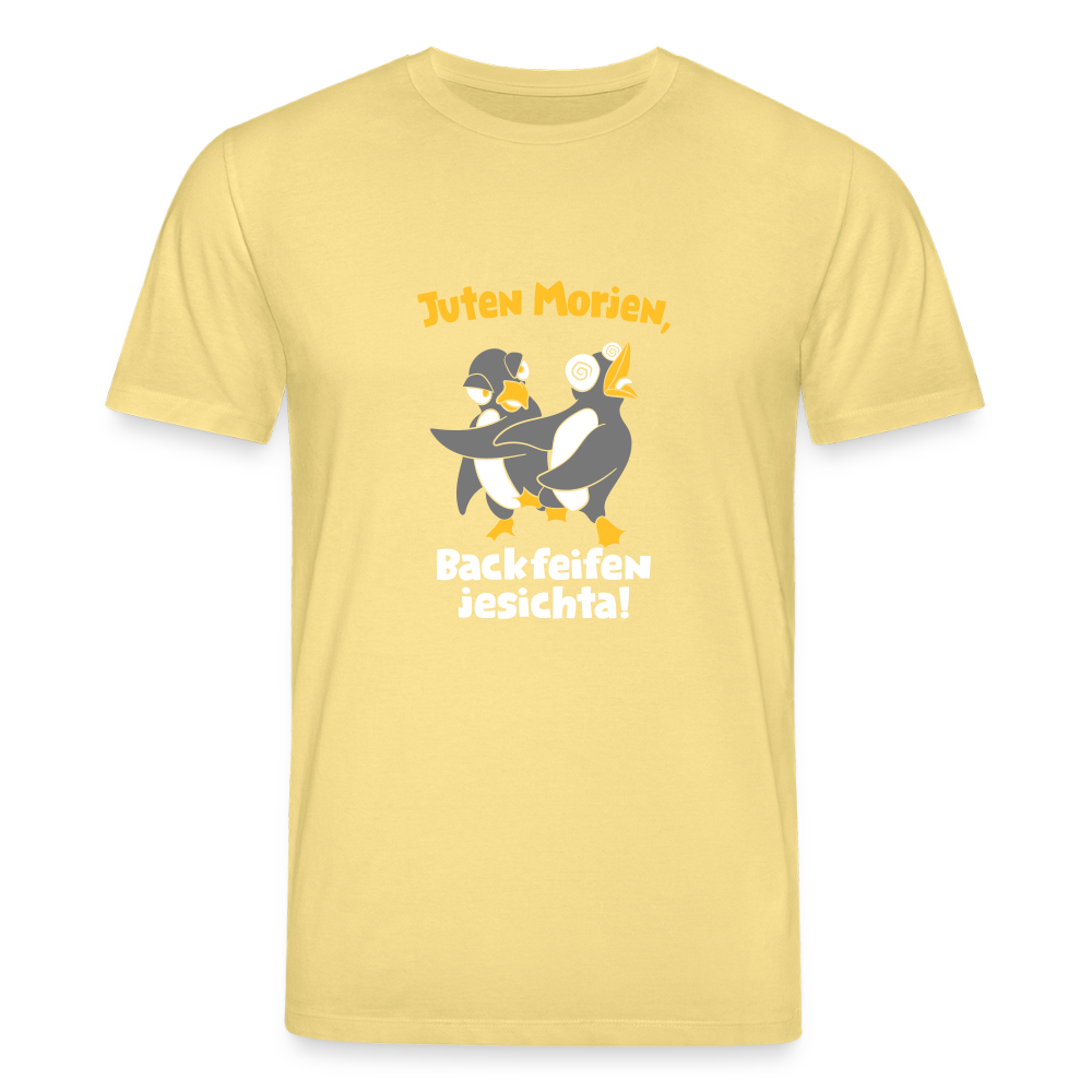 Juten Morjen, Backfeifenjesichta! - Unisex Bio T-Shirt - Gelb Viva