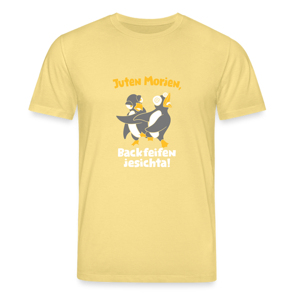 Juten Morjen, Backfeifenjesichta! - Unisex Bio T-Shirt - Gelb Viva 