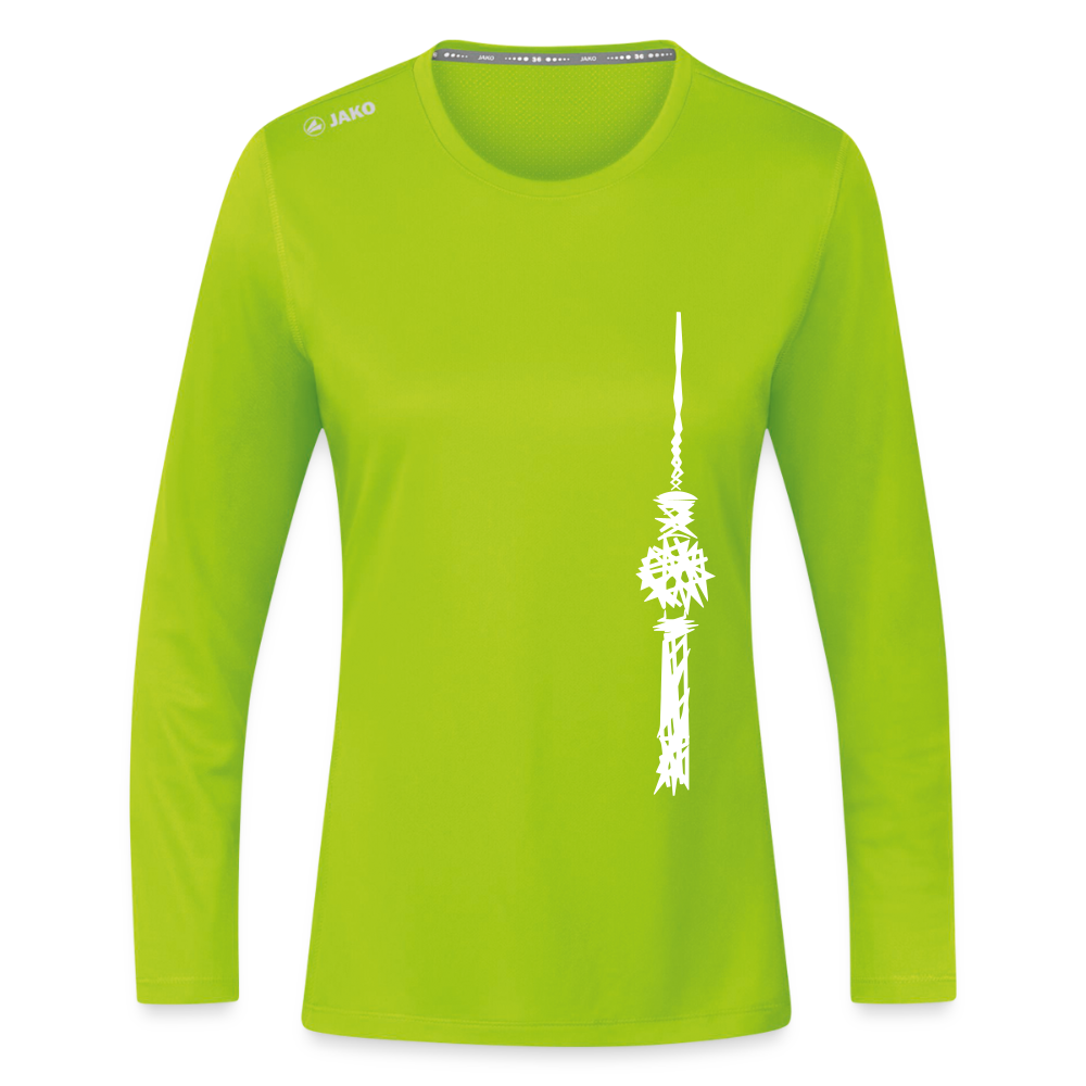 Fernsehturm Zick zack - Frauen Sport Langarmshirt - Neongrün