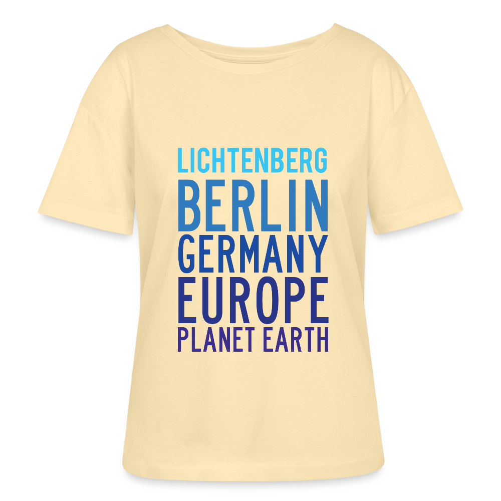 Lichtenberg Planet Earth - Relaxed Rundhals Frauen Bio-T-Shirt - Creme