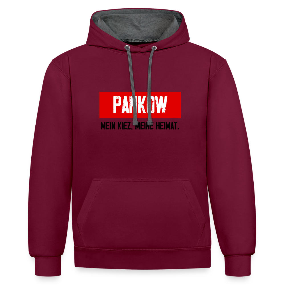 Mein Kiez meine Heimat - Kontrast Hoodie - Weinrot/Anthrazit