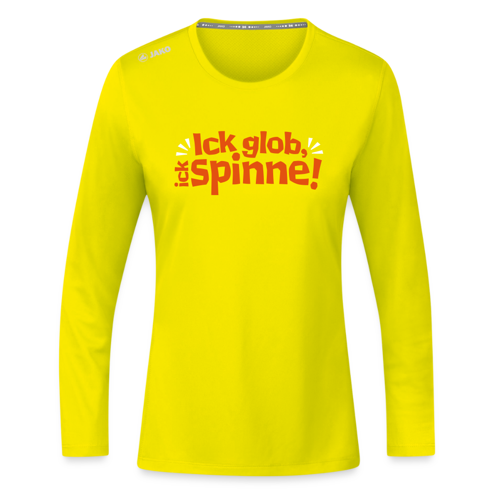 Ick glob, ick spinne! - Frauen Sport Langarmshirt - Neongelb