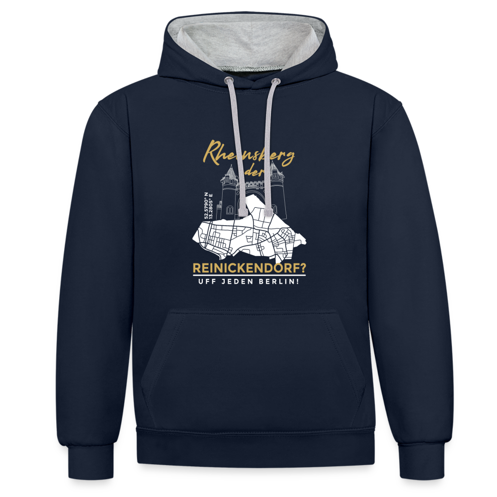 Rheinsberg Oder Reinickendorf - Kontrast Hoodie - Navy/Grau meliert
