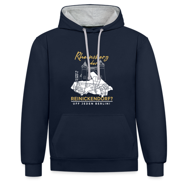 Rheinsberg Oder Reinickendorf - Kontrast Hoodie - Navy/Grau meliert