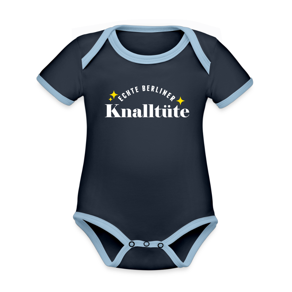 Echte Berliner Knalltüte - Baby Bio-Kurzarm-Kontrastbody - Navy/Himmelblau