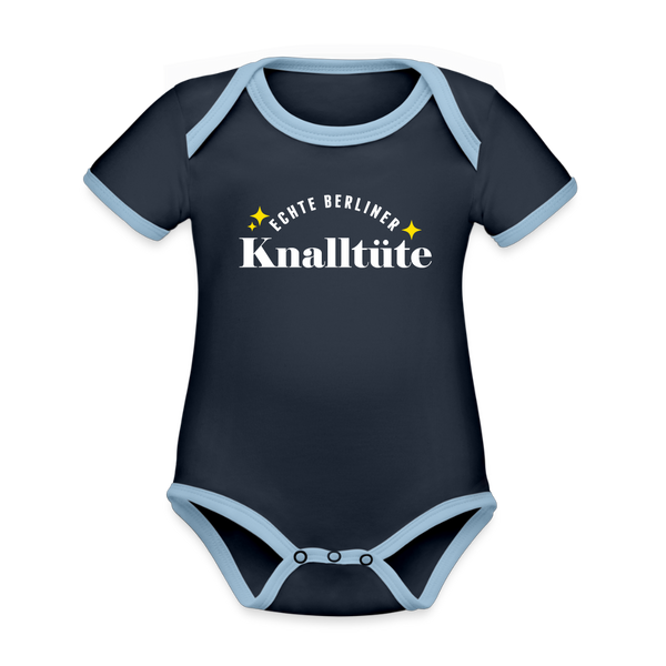 Echte Berliner Knalltüte - Baby Bio-Kurzarm-Kontrastbody - Navy/Himmelblau