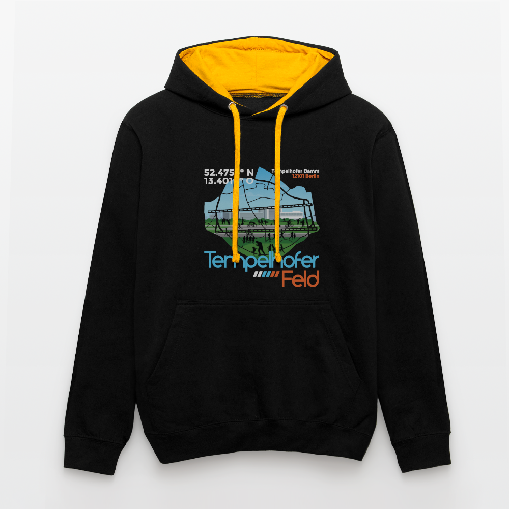 Tempelhofer Feld - Kontrast Hoodie - Schwarz/Gold