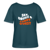 Sex, Drucks & Currywurst - Relaxed Rundhals Frauen Bio-T-Shirt - Dunkles Petrol