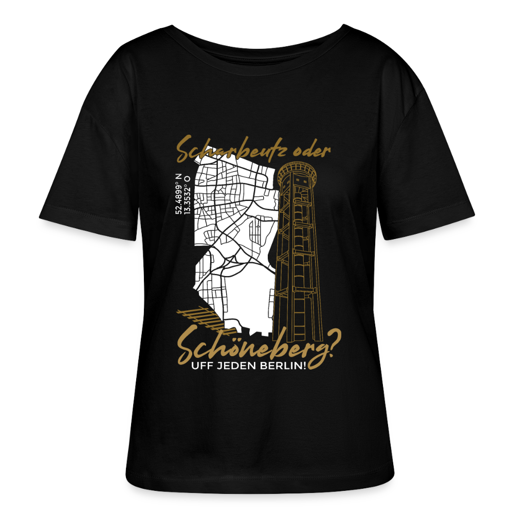 Scharbeutz oder Schöneberg - Relaxed Rundhals Frauen Bio-T-Shirt - Schwarz