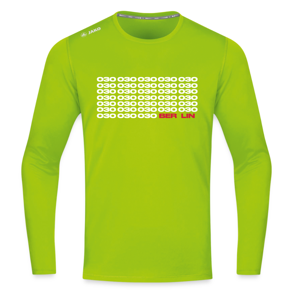030 Berlin - Männer Sport Langamshirt - Neongrün