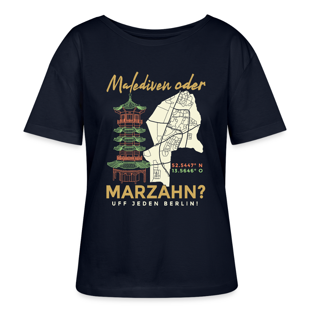 Malediven oder Marzahn - Relaxed Rundhals Frauen Bio-T-Shirt - Navy