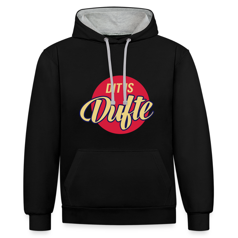 Dit Is Dufte - Kontrast Hoodie - Schwarz/Grau meliert