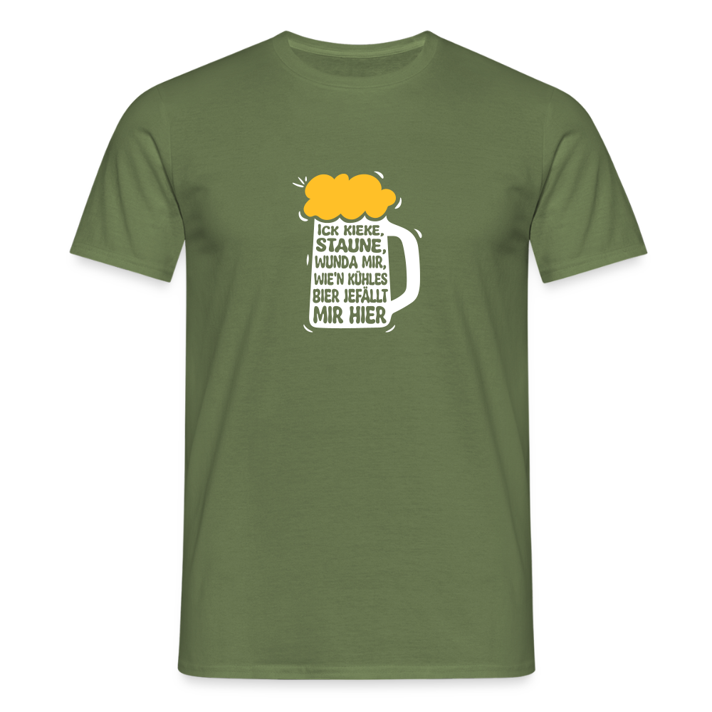 Ick kieke, staune, wunda mir, wie'n kühles Bier jefällt mir hier - Männer Premium T-Shirt - Militärgrün