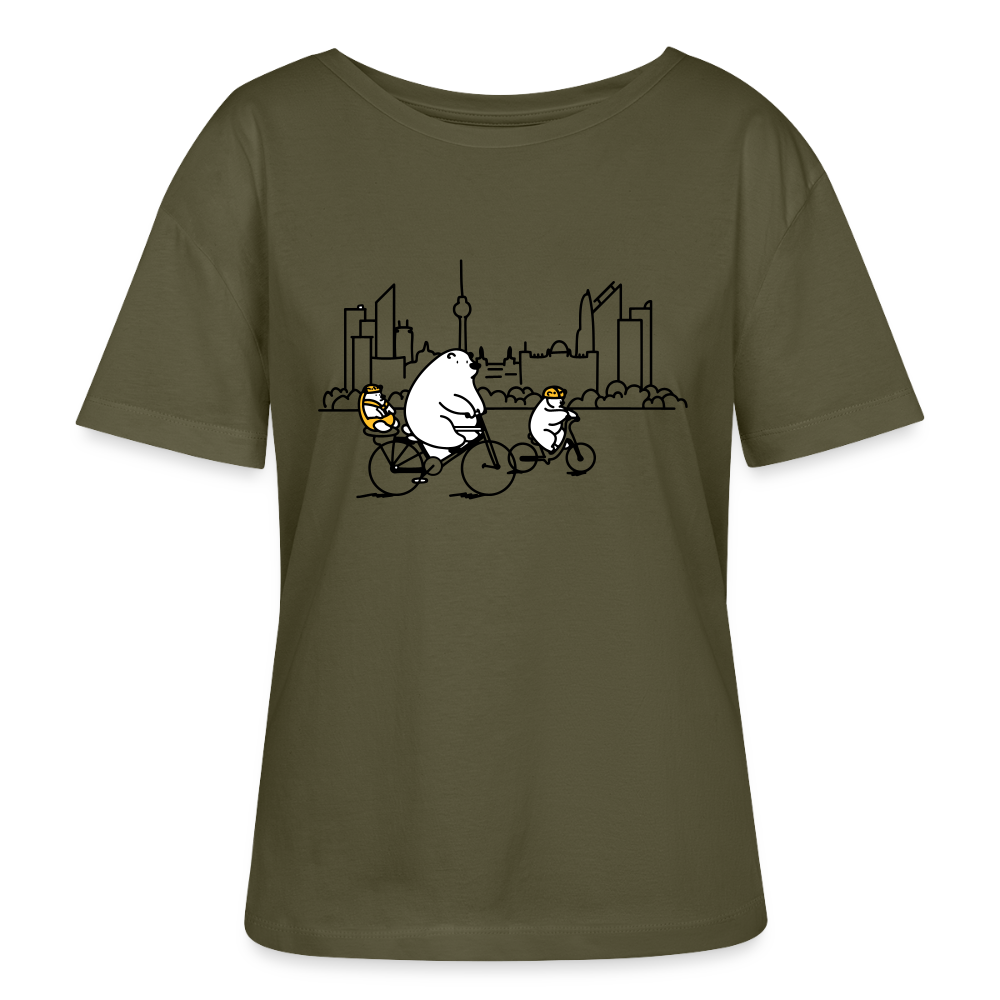 Fahrradtour Berlin - Relaxed Rundhals Frauen Bio-T-Shirt - Khaki