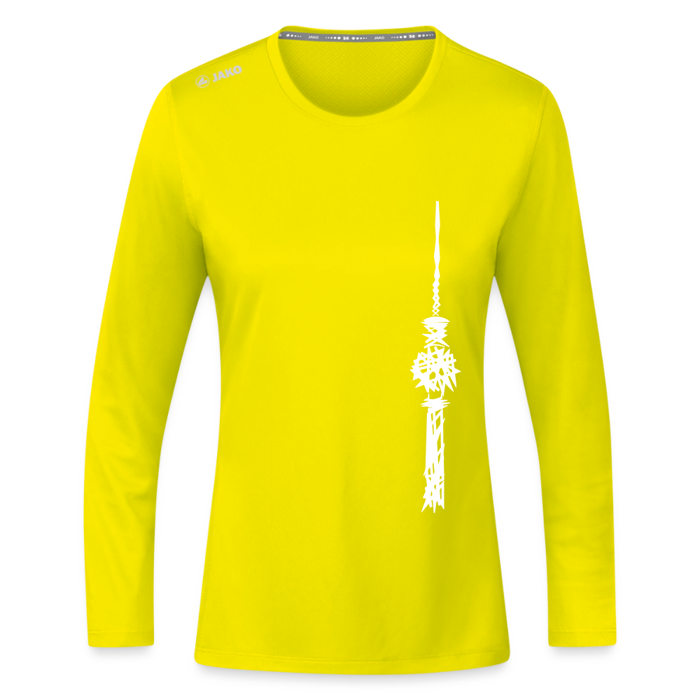 Fernsehturm Zick zack - Frauen Sport Langarmshirt - Neongelb