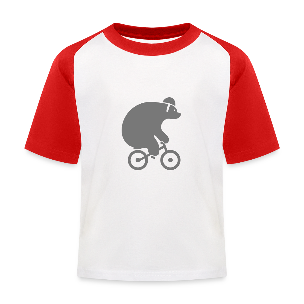 Fahrradbär - Kinder Baseball T-Shirt - Weiß/Rot