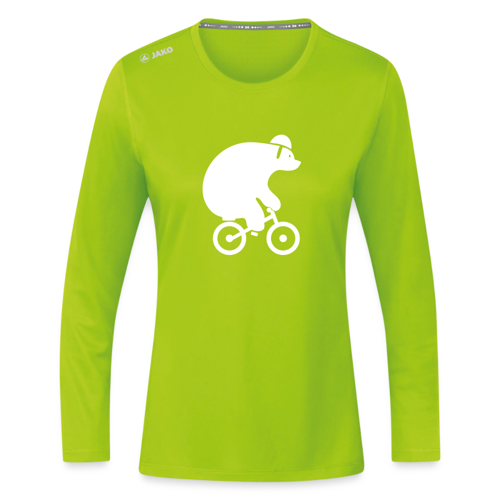 Fahrradbär - Frauen Sport Langarmshirt - Neongrün